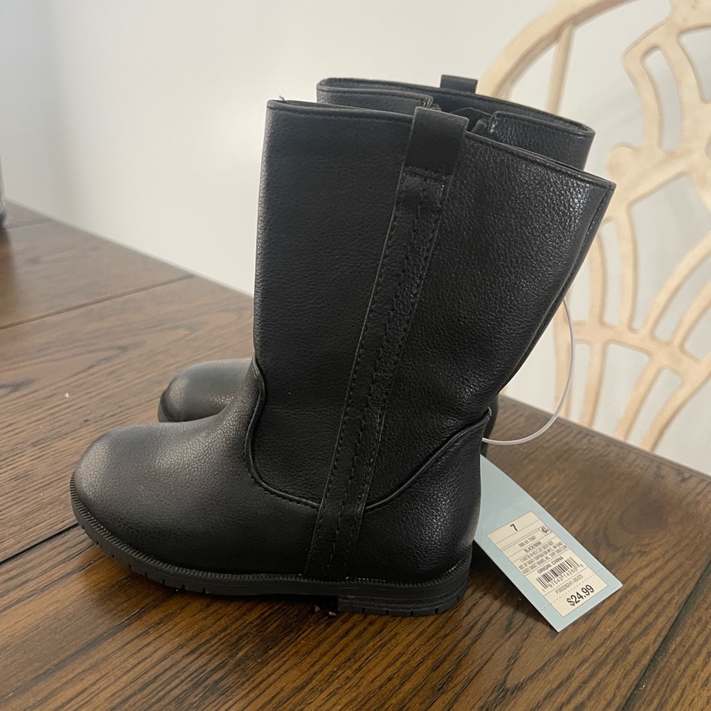 Cat & Jack Black Kids Boots size 7 NWT